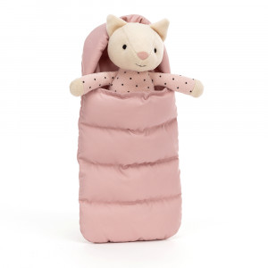 Jellycat Kočka ve spacáku 23 cm