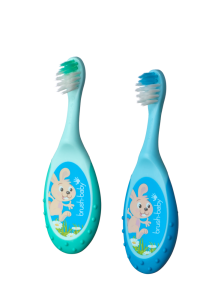 Brush-baby FlossBrush 2in1, první zubní kartáček a kousátko 2v1, 0-3 roky