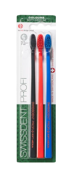 SWISSDENT COLOURS zubní kartáčky Soft-Medium (2+1 zdarma), ZUG