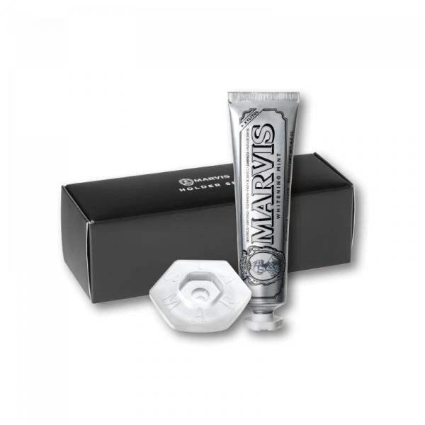 MARVIS Whitening Mint sada -  bělicí pasta s xylitolem 85 ml a stojánek