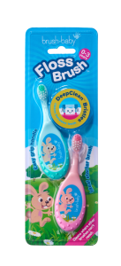 Brush-baby FlossBrush 2in1, první zubní kartáček a kousátko 2v1, 0-3 roky