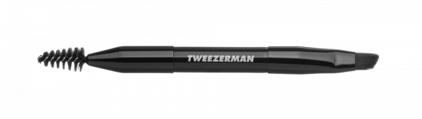 Tweezerman Mini Angled Brow Brush, Mini šikmý štěteček na obočí s kartáčkem