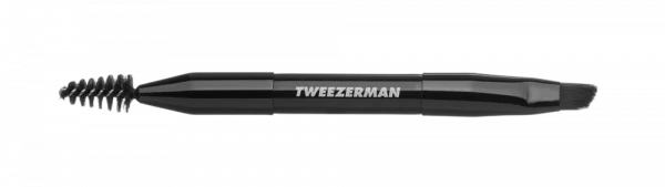 Tweezerman Mini Angled Brow Brush, Mini šikmý štěteček na obočí s kartáčkem