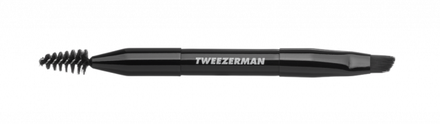 Tweezerman Mini Angled Brow Brush, Mini šikmý štěteček na obočí s kartáčkem