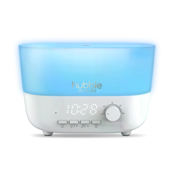 Hubble Mist 5v1 – zvlhčovač vzduchu, aroma difuzér, Bluetooth reproduktor, noční světlo a digitální hodiny