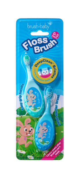 Brush-baby FlossBrush 2in1, první zubní kartáček a kousátko 2v1, 0-3 roky