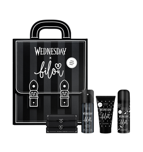 Bilou x Wednesday limitovaná kosmetická sada s náramky přátelství