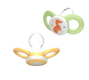 Dentistar ortodontické dudlíky od 14 měsíců věku, žluto-zelené