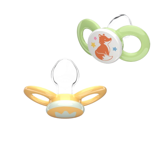 Dentistar ortodontické dudlíky od 14 měsíců věku, žluto-zelené