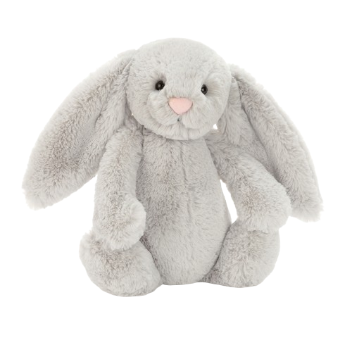 Jellycat stydlivý stříbrný králík střední