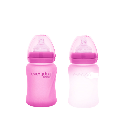 Everyday Baby skleněná láhev s termo senzorem 150 ml, Pink