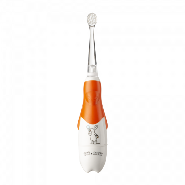 Bob a Bobek baby sonický dětský kartáček oranžový s bublifukem, 0-5 let, v krabičce