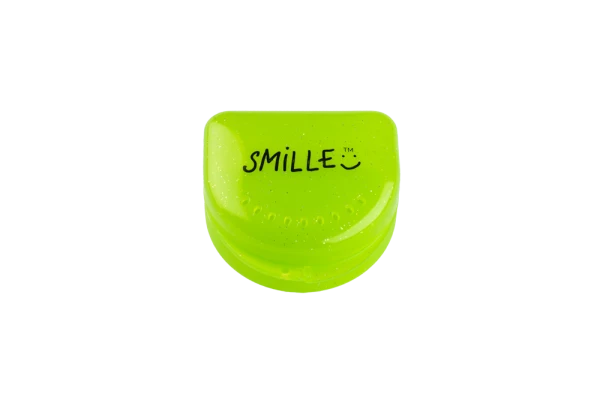 SMILLE světle zelená schránka na rovnátka s flitry
