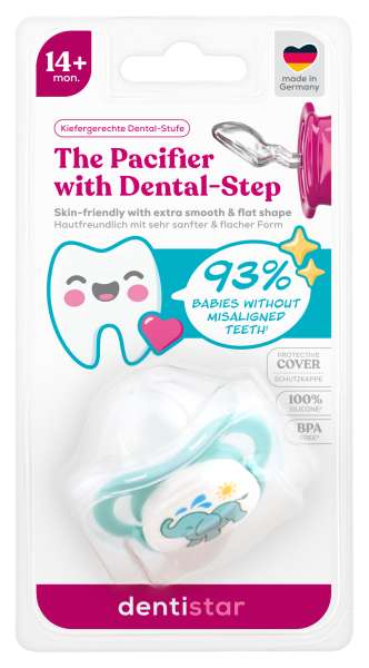 Dentistar ortodontický dudlík 14+ měsíců, zelený se slonem, 1 ks