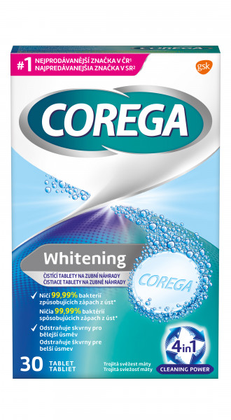 Corega tablety čistící Whitening, 30 ks tablet