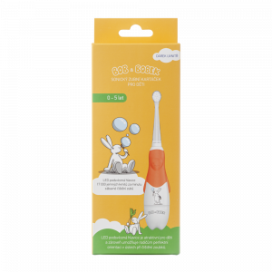 Bob a Bobek baby sonický dětský kartáček oranžový s bublifukem, 0-5 let, v krabičce