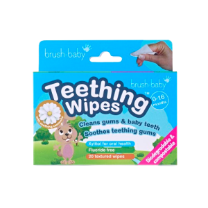 Brush-baby Teething Wipes, ubrousky na prořezávající se zoubky, 0-16 měsíců