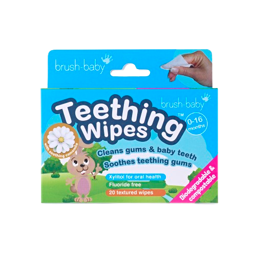 Brush-baby Teething Wipes, ubrousky na prořezávající se zoubky, 0-16 měsíců