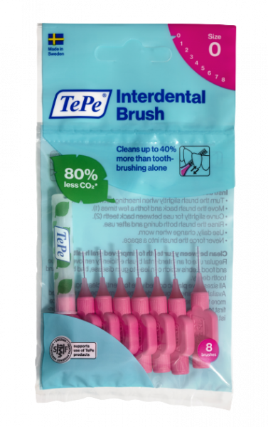 TePe Original mezizubní kartáčky z bioplastu 0,4 mm růžové, 8 ks