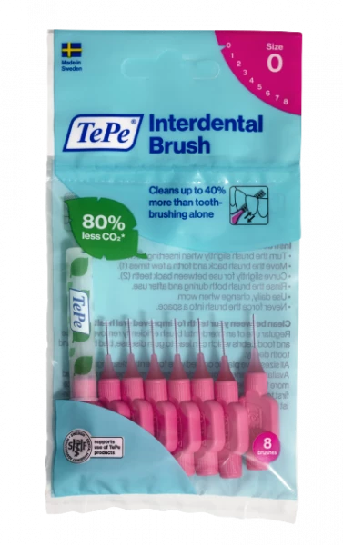 TePe Original mezizubní kartáčky z bioplastu 0,4 mm růžové, 8 ks