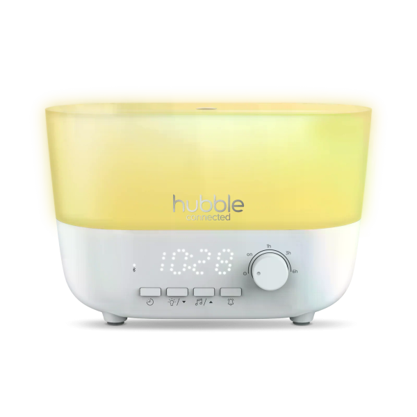 Hubble Mist 5v1 – zvlhčovač vzduchu, aroma difuzér, Bluetooth reproduktor, noční světlo a digitální hodiny