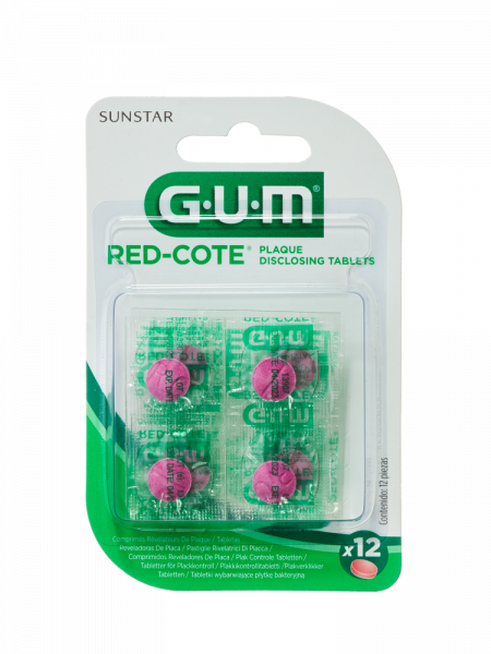 GUM Red Cote tablety pro indikaci zubního plaku, 12 ks