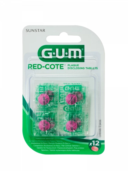 GUM Red Cote tablety pro indikaci zubního plaku, 12 ks