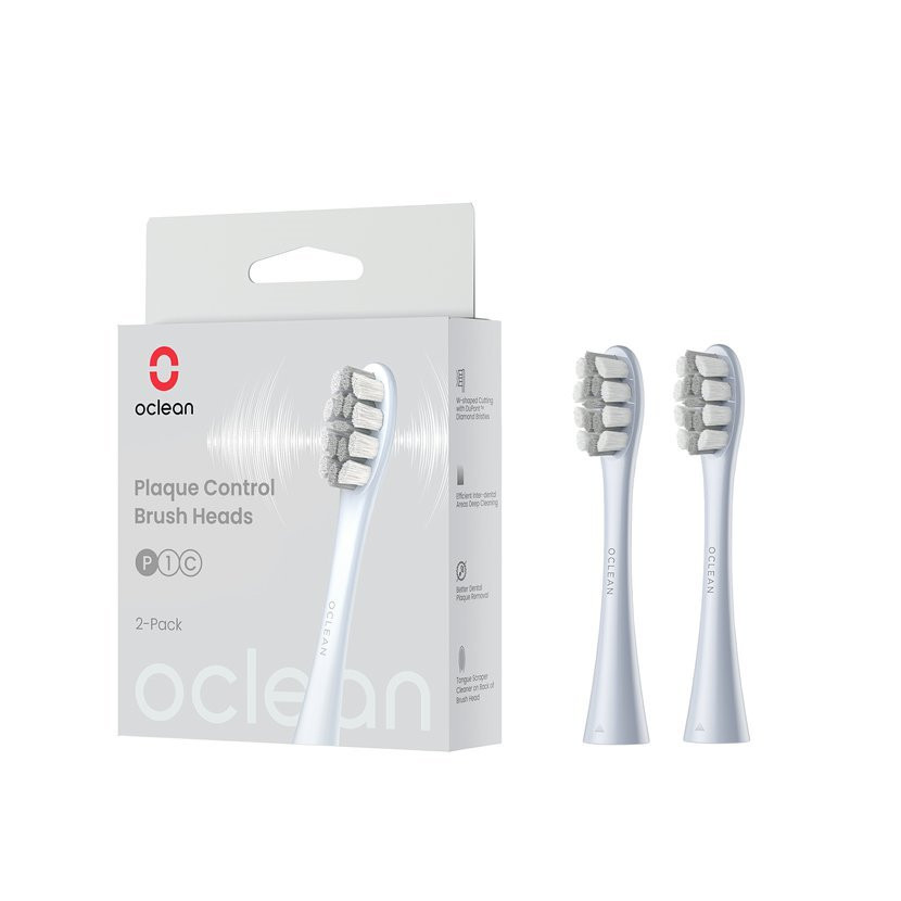 Oclean náhradní hlavice Plaque Control Medium, P1C9 - 2 ks, stříbrné