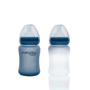 Everyday Baby skleněná láhev s termo senzorem 150 ml, Blueberry