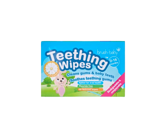 Brush-baby Teething Wipes, ubrousky na prořezávající se zoubky, 0-16 měsíců