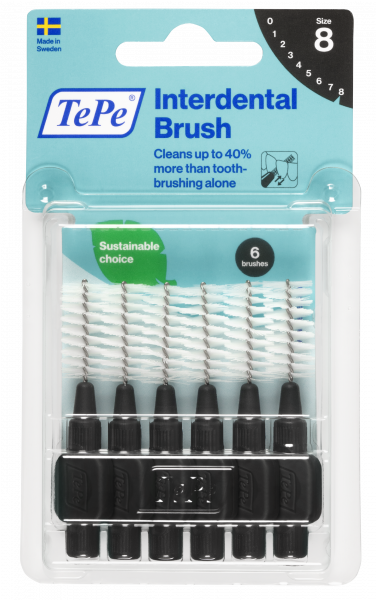 TePe Original mezizubní kartáčky z bioplastu 1,5 mm, černé, 6 ks