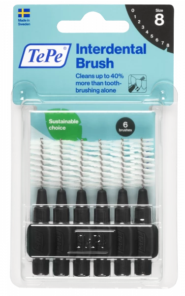 TePe Original mezizubní kartáčky z bioplastu 1,5 mm, černé, 6 ks