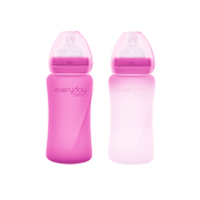 Everyday Baby skleněná láhev s termo senzorem 240 ml, Pink