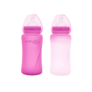 Everyday Baby skleněná láhev s termo senzorem 240 ml, Pink