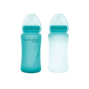 Everyday Baby skleněná láhev s termo senzorem 240 ml, Turquoise