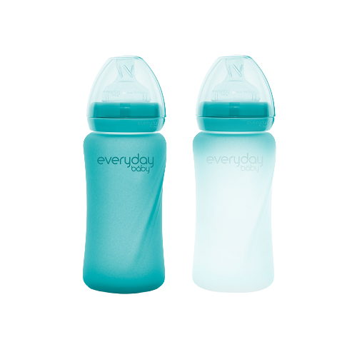 Everyday Baby skleněná láhev s termo senzorem 240 ml, Turquoise