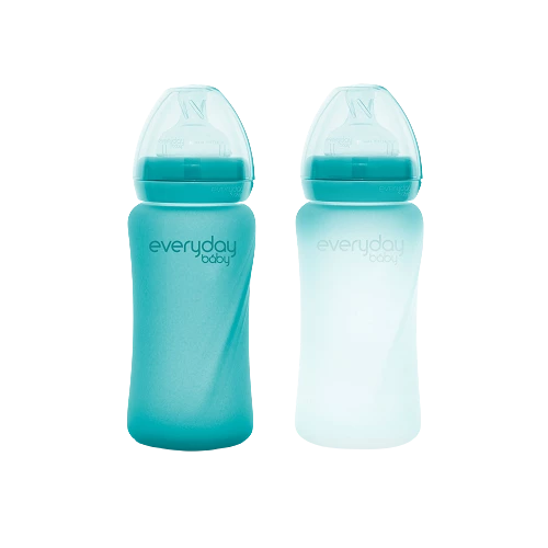 Everyday Baby skleněná láhev s termo senzorem 240 ml, Turquoise
