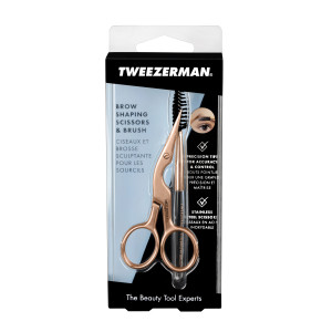 Tweezerman Nůžky a kartáček na obočí, rose gold