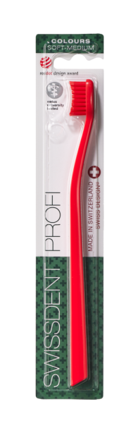 SWISSDENT COLOURS zubní kartáček, Soft-Medium, červený