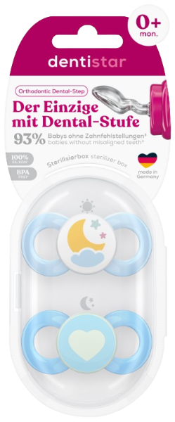 Dentistar ortodontické dudlíky 0-6 měsíců, modré