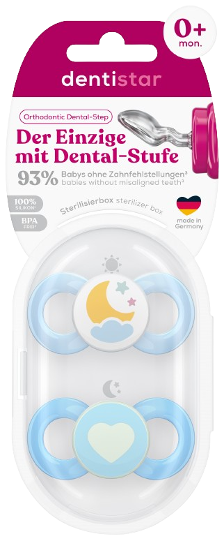 Dentistar ortodontické dudlíky 0-6 měsíců, modré