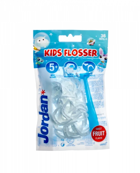 Jordan dětský flosser, luk s nití pro mezizubní čištění, 36 ks