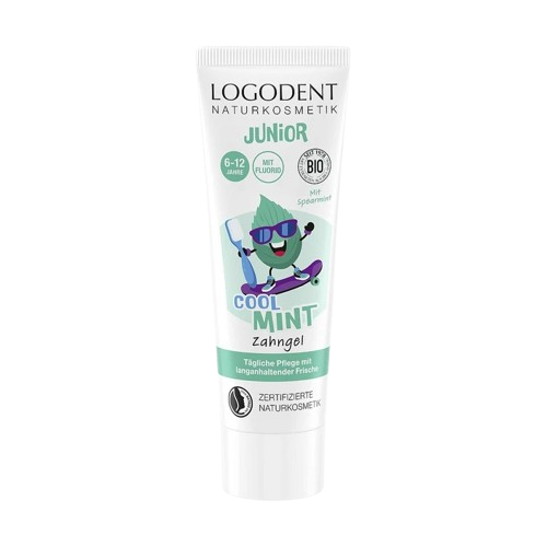 Logodent Junior Cool Mint zubní gel máta s fluoridy, 75 ml