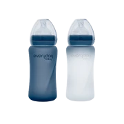 Everyday Baby skleněná láhev s termo senzorem 240 ml, Blueberry