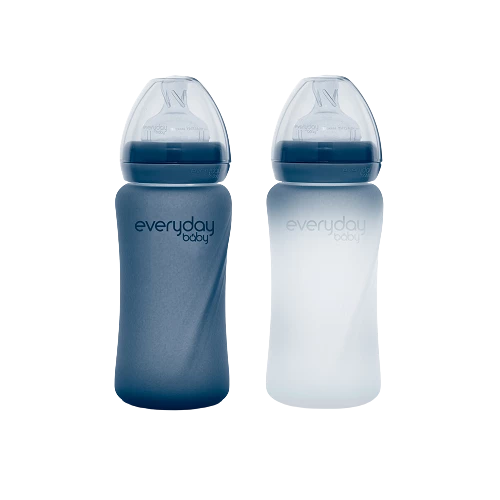 Everyday Baby skleněná láhev s termo senzorem 240 ml, Blueberry