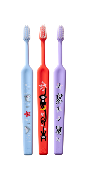 TePe Mini x-soft, zubní kartáčky 0-6 let, 2+1 zdarma