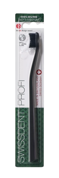 SWISSDENT COLOURS zubní kartáček, Soft-Medium, černý