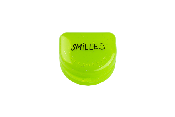 SMILLE mini schránka na nosiče nebo rovnátka světle zelená s flitry