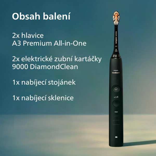 Philips Sonicare 9000 DiamondClean HX9914/69 1+1, 2 sonické elektrické kartáčky, Black/RoseGold
