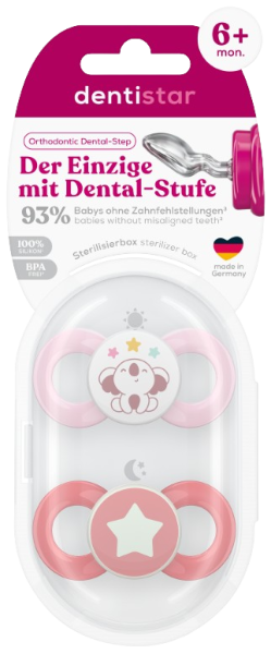 Dentistar ortodontické dudlíky 6-14 měsíců, růžové